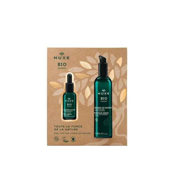Nuxe Bio Organic Gift Set 30ml Chia Seeds Essential Antioxidant Serum + 200ml Moringa Seeds Micellar Cleansing Water