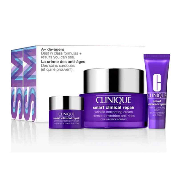 Clinique Smart A+ De-agers Gift Set 50ml Smart Clinical Repair Wrinkle Correcting Cream + 10ml Serum + 5ml Eye Cream