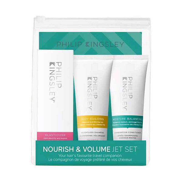 Philip Kingsley Nourish & Volume Jet Set 75ml Elasticizer + 75ml Body Building Weightless Shampoo + 75ml Moisture Balancing Combination Conditioner