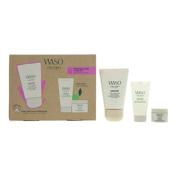 Shiseido Waso Invisible Pore Gift Set 80ml Satocane Pore Purifying Scrub Mask + 30ml Shikulime Gel-To-Oil Cleanser + 15ml Shikuline Mega Hydrating Moisturizer