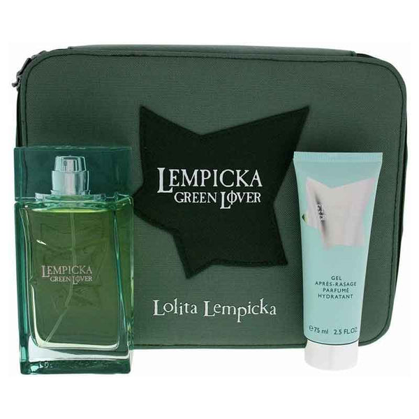 Lolita Lempicka Green Lover Gift Set 100ml EDT + 75ml Aftershave Balm + Pouch