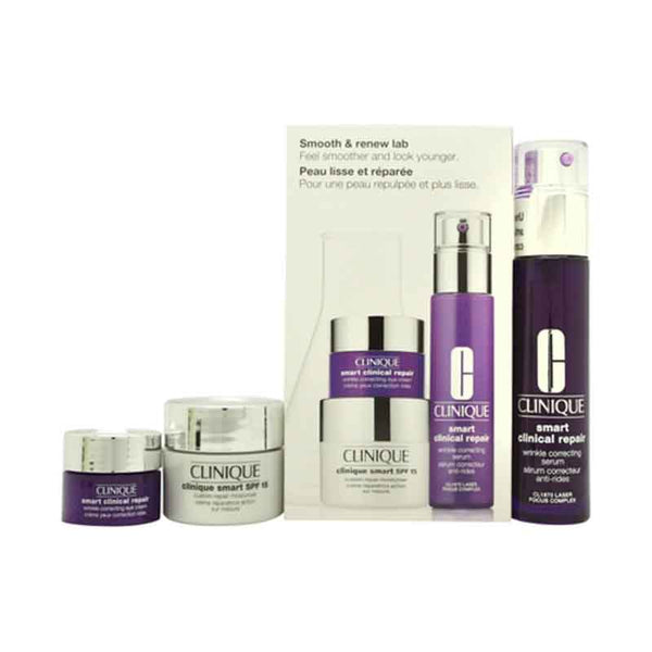 Clinique Smooth & Renew Lab Gift Set 30ml Smart Clinical Repair Wrinkle Correcting Serum + 5ml Smart Clinical Repair Wrinkle Correcting Eye Cream + 15ml Smart Custom-Repair Moisturizer SPF15