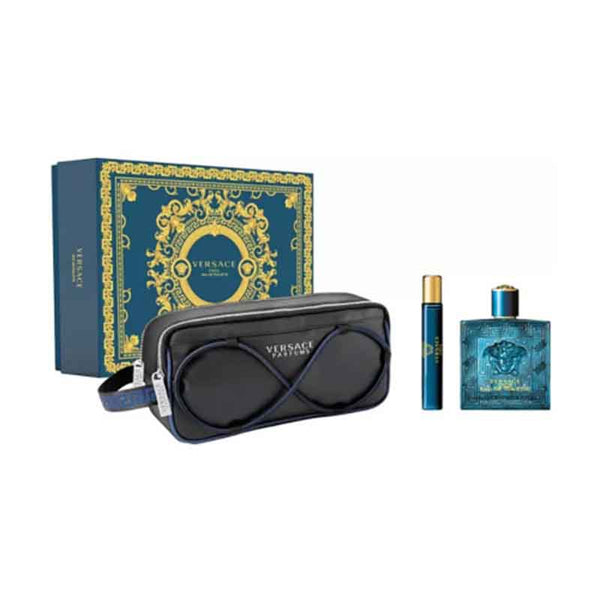 Versace Eros Gift Set 100ml EDP + 10ml EDP + Toiletry Bag