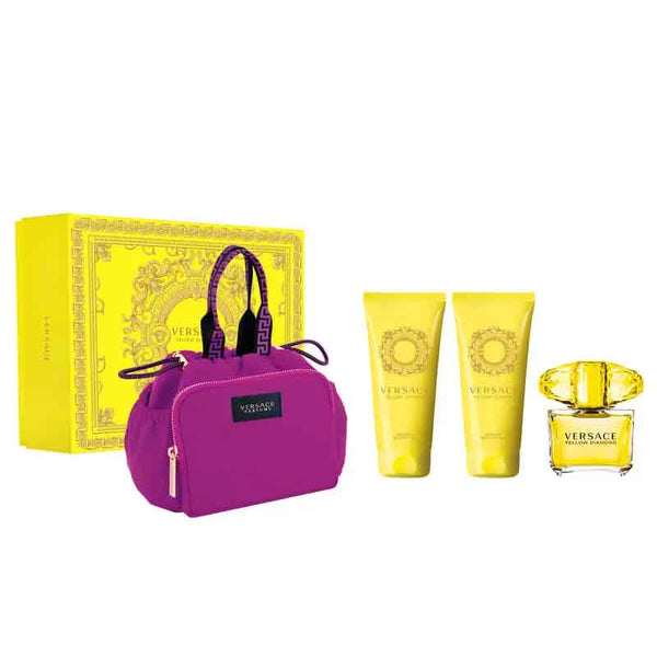 Versace Yellow Diamond Gift Set 90ml EDT + 100ml Body Lotion + 100ml Shower Gel + Pouch