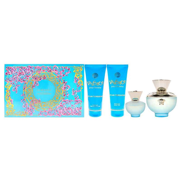 Versace Pour Femme Dylan Turquoise Gift Set 100ml EDT + 100ml Shower Gel + 100ml Body Lotion + 5ml EDT