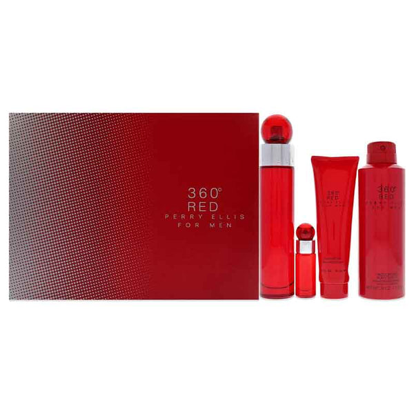 Perry Ellis 360 Red for Men Gift Set 100ml EDT + 90ml Shower Gel + 200ml Deodorant Spray + Mini 7ml EDT